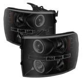 PRO-YD-CS07-CCFL-BSM Chevy Silverado 1500/2500/3500 07-13 Strålkastare Projektor LED (Utbytbara LEDs) - Svarta Röktonade Spyder Auto (1)