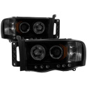 Ram 1500-3500 02-05 Strålkastare Projektor - LED Halo Svarta Röktonade Spyder Auto