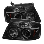 PRO-YD-FF15004-HL-G2-BSM Ford F150 04-08 Strålkastare Projektor - Version 2 - LED Halo Svarta Röktonade - Helljus H1 - Halvljus 9006 Spyder Auto (1)