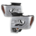 Ford F150 13-14 Strålkastare Projektor - OEM Xenon (Passar ej halogen) - Ljuslist DRL - Krom - Helljus/Halvljus D3S (Ej Inkluderat) Spyder Auto