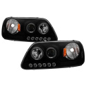 Ford F150 97-03 / Expedition 97-02 1PC Strålkastare Projektor - (Passar ej tillverkardatum före 6/1997) - LED Halo Svarta Röktonade Spyder Auto