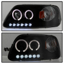 Ford F150 97-03 / Expedition 97-02 1PC Strålkastare Projektor - (Passar ej tillverkardatum före 6/1997) - LED Halo Svarta Röktonade Spyder Auto