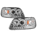 Ford F150 97-03 / Expedition 97-02 1PC Strålkastare Projektor - (Passar ej tillverkardatum före 6/1997) - LED Halo Chome Spyder Auto