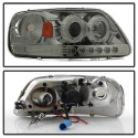 Ford F150 97-03 / Expedition 97-02 1PC Strålkastare Projektor - (Passar ej tillverkardatum före 6/1997) - LED Halo Röktonade Spyder Auto