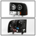 Ford F250 Super Duty 99-04 / Ford Excursion 00-04 1PC Strålkastare Projektor - Version 2 - LED Halo Svarta Spyder Auto