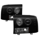 Ford F250 Super Duty 99-04 / Ford Excursion 00-04 1PC Strålkastare Projektor - Version 2 - LED Halo Svarta Röktonade Spyder Auto
