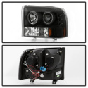Ford F250 Super Duty 99-04 / Ford Excursion 00-04 1PC Strålkastare Projektor - Version 2 - LED Halo Svarta Röktonade Spyder Auto