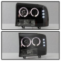 Ford F250 Super Duty 99-04 / Ford Excursion 00-04 1PC Strålkastare Projektor - Version 2 - LED Halo Svarta Röktonade Spyder Auto