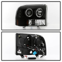 Ford F250 Super Duty 99-04 / Ford Excursion 00-04 1PC Strålkastare Projektor - Version 2 LED (Utbytbara LEDs) – Röktonade Spyder Auto