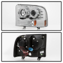 Ford F250 Super Duty 99-04 / Ford Excursion 00-04 1PC Strålkastare Projektor - Version 2 - LED Halo Krom Spyder Auto