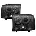 Ford F250 Super Duty 99-04 / Ford Excursion 00-04 1PC Strålkastare Projektor - Version 2 - LED Halo Röktonade Spyder Auto