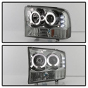 Ford F250 Super Duty 99-04 / Ford Excursion 00-04 1PC Strålkastare Projektor - Version 2 - LED Halo Röktonade Spyder Auto
