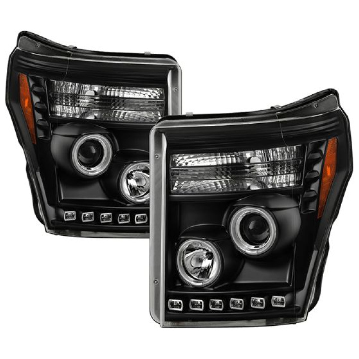 PRO-YD-FS11-CCFL-BK Ford Super Duty 11-15 Strålkastare Projektor DRL - Svarta Spyder Auto