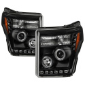 Ford Super Duty 11-15 Strålkastare Projektor - LEDHalo - DRL - Svarta Spyder Auto