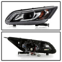 Honda Accord 2013-2015 4DR Strålkastare Projektor - Ljuslist DRL - Svarta Spyder Auto
