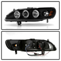 Honda Accord 98-02 1PC Strålkastare Projektor - LED Halo- Svarta Spyder Auto