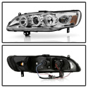 Honda Accord 98-02 1PC Strålkastare Projektor - LED Halo- Krom Spyder Auto