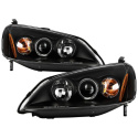 Honda Civic 01-03 2/4DR Strålkastare Projektor - (Passar ej SI Modeller) - LED Halo- Svarta Spyder Auto