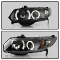 Honda Civic 06-08 2Dr Strålkastare Projektor - LED Halo - Svarta Spyder Auto