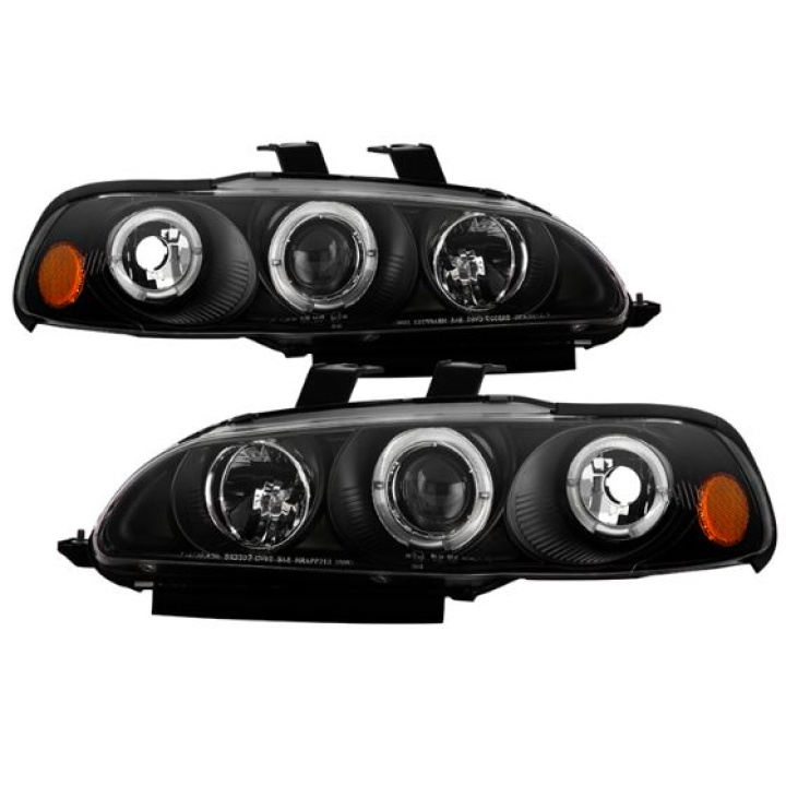 PRO-YD-HC921P-23D-AM-BK Honda Civic 92-95 2/3DR 1PC Strålkastare Projektor - LED Halo- Svarta Spyder Auto