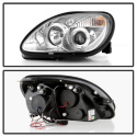 Mercedes Benz SLK 98-04 1PC Strålkastare (Passar ej Xenon/HID-Modeller) - LED Halo – Krom Spyder Auto