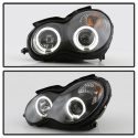 Mercedes Benz C-Class 01-05 4 Dr Krom Strålkastare (Passar ej Xenon/HID-Modeller) - LED Halo – Svarta Spyder Auto