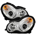Mercedes Benz C-Class 01-05 4 Dr Krom Strålkastare (Passar ej Xenon/HID-Modeller) - LED Halo – Krom Spyder Auto