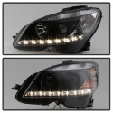 Mercedes Benz C-Class 08-11 Strålkastare (Passar ej Xenon/HID-Modeller) - DRL - Svarta Spyder Auto