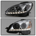 Mercedes Benz C-Class 08-11 Strålkastare (Passar ej Xenon/HID-Modeller) - DRL - Krom Spyder Auto