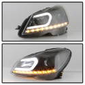 Mercedes Benz W204 C-Class 12-13 Strålkastare (Passar ej Xenon/HID-Modeller) - DRL - Svarta Spyder Auto