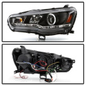 Mitsubishi EVO X 08-14 Strålkastare (Passar ej Xenon/HID-Modeller) - LED Halo - DRL - Svarta Spyder Auto