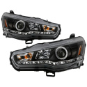 Mitsubishi EVO X 08-14 Strålkastare Projektor - Xenon/HID (Passar ej halogen) - LED Halo - DRL - Svarta Spyder Auto