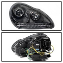 Porsche Cayenne 03-06 Strålkastare Projektor - Xenon/HID (Passar ej halogen) - DRL LED - Svarta Spyder Auto