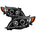 Toyota Corolla 09-10 Strålkastare Projektor - LED Halo - DRL - Svarta Spyder Auto