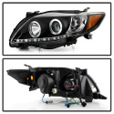 Toyota Corolla 09-10 Strålkastare Projektor - LED Halo - DRL - Svarta Spyder Auto