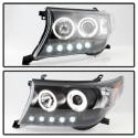 Toyota Land Cruiser 08-11 Strålkastare Projektor - LED Halo Svarta Spyder Auto