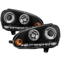 Volkswagen GTI 06-09 / Jetta 06-09 / Rabbit 06-09 Strålkastare Projektor (Passar ej R32) - Halogen LED Halo - DRL - Svarta Spyder Auto