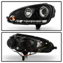 Volkswagen GTI 06-09 / Jetta 06-09 / Rabbit 06-09 Strålkastare Projektor (Passar ej R32) - Halogen LED Halo - DRL - Svarta Spyder Auto