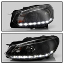 Volkswagen Golf / GTI 10-13 Strålkastare (Passar ej Xenon/HID-Modeller) - DRL - Svarta Spyder Auto