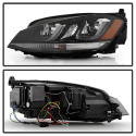 Volkswagen Golf VII 14-16 Strålkastare Projektor - DRL LED - Svarta Stripe - Svarta Spyder Auto