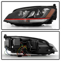 Volkswagen Golf VII 14-19 Strålkastare Projektor - DRL LED - Röda Stripe - Svarta Spyder Auto