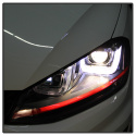 Volkswagen Golf VII 14-19 Strålkastare Projektor - DRL LED - Röda Stripe - Svarta Spyder Auto