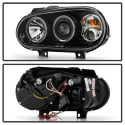 Volkswagen Golf IV 99-05 Strålkastare Projektor - LED Halo - Svarta Spyder Auto
