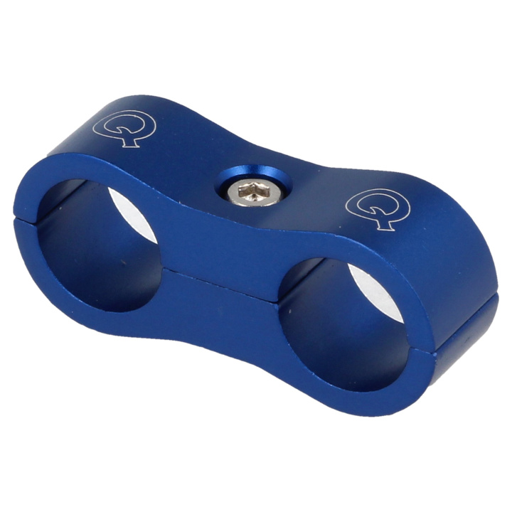 QG210-0406B Slanghållare/avdelare AN4 Rostfritt + AN6 PTFE - Blå QSP