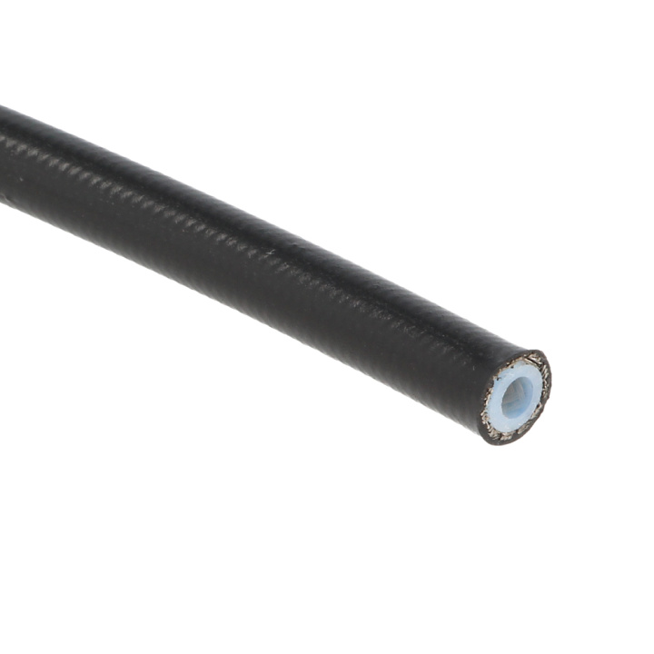 QGSSPTFE04-BLACK AN4 Stålomspunnen PTFE Teflonslang Svart PVC-överdrag QSP