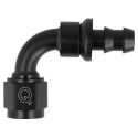 90° AN4 Slangände - Push-on(6.4mm) Svart QSP