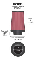 K&N Filters RU-1044 Universal Sportluftfilter