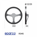 Sparco R345 350mm Läder 3-ekrad