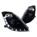 Nissan 350Z 06-09 DRL Projector Strålkastare Svarta Xenon V2 Spec-D