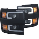 Chevrolet Silverado 2500HD 2015-2019 Projector Strålkastare Med Plank Style Switchback Svart / Orange (Svart Rim) ANZO